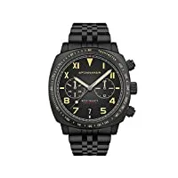 spinnaker montre homme chronographe - 42 mm - cadran noir - bracelet acier noir - sp-5092-44