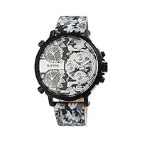 raptor limited maxx ra20130 montre à quartz analogique pour homme 3 fuseaux horaires, noir/gris/blanc, bracelet
