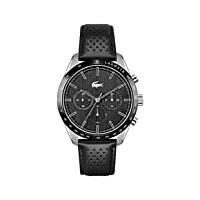 lacoste montre chronographe à quartz pour homme avec bracelet en cuir noir - 2011109