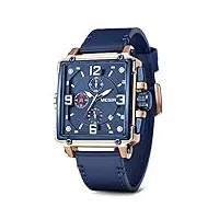 megir ml2061g montre à quartz analogique pour homme avec chronographe et bracelet en cuir tendance pour le sport et le travail d'affaires bleu