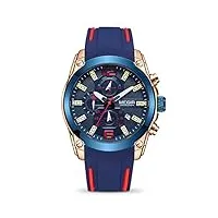 megir montre à quartz analogique pour homme avec chronographe et bracelet en silicone tendance, rose/bleu., chronographe, mouvement à quartz