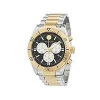 movado montre chronographe de sport à quartz suisse avec cadran noir doré et argenté bicolore 0607441, chronographe