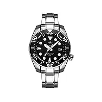 addiesdive montre de plongée pour homme diver 200m automatic nh35a 44,5 mm luminescent saphir synthétique cadran 3 couleurs, noir, bracelet