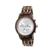 holzwerk germany montre de designer pour femme fabriquée à la main - en bois naturel - chronographe - montre à quartz analogique - cadran en bois - noir/marron/argenté, marron/argenté, bracelet