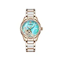skywpoju montres femmes bracelet en céramique inoxydable montres dames mode casual montre mécanique automatique (color : blue)