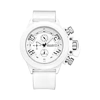 megir montre à quartz analogique pour homme avec chronographe et bracelet en silicone bleu élégant, blanc, sangle