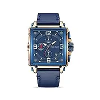 megir montre à quartz pour homme - style décontracté - style militaire - chronographe - pour le sport, le travail, le travail, bleu, sangle