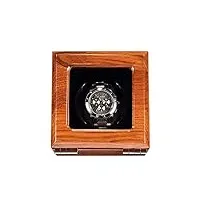 sgsg remontoir de montre pour 1-4 montres automatiques 5 modes de rotation avec moteur super silencieux cuir noir cuir de fibre de carbone dans une coque en bois convient aux poignets pour femmes