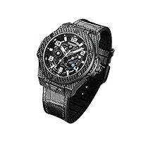 cadisen montre automatique pour homme avec réserve de marche - montre mécanique, noir , 42mm, bracelet