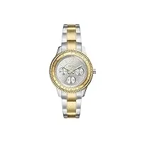 fossil montre pour femmes stella sport, mouvement multifonction à quartz, boîtier en acier inoxydable multi de 37 mm avec bracelet en acier inoxydable, es5107