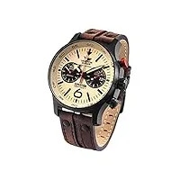 vostok europe 595c644 expedition nordpol 1 montre chronographe pour homme avec bracelet en cuir, marron, sangles
