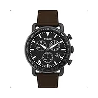 timex men's chronographe quartz montre avec bracelet en cuir tw2u02100