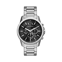 armani exchange montre pour homme, mouvement chronographe, boîtier en acier inoxydable de 44 mm avec bracelet en acier inoxydable, ax1720