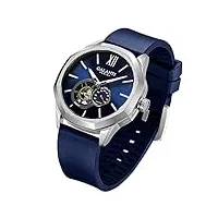 cadisen miyota 82s5 montre mécanique automatique pour homme avec bracelet en caoutchouc et verre saphir, bleu, 43.5mm, bracelet