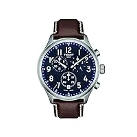 tissot t116.617.16.042.00 montre chronographe pour homme bleu vintage xl, marron, sangle