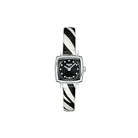 tissot jolie montre à quartz suisse pour femme avec boîtier en acier inoxydable 316l et bracelet en similicuir, multicolore, 9 (modèle : t0581091705600), blanc, noir