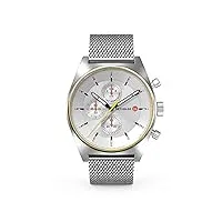 detomaso d10 montre chronographe à quartz analogique pour homme avec bracelet en maille milanaise argenté brossé