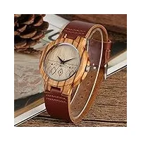oifmkc montre en bois montre en bois à cadran losange mode pour femmes style bohème montre-bracelet à quartz en bois de bambou naturel montre-bracelet en cuir marron pour femme