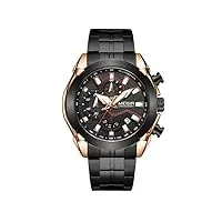megir montre de luxe à quartz pour homme avec chronographe et aiguilles lumineuses, doré