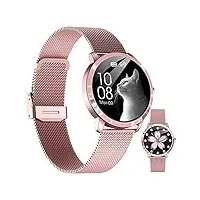 hyk montre connectée pour femme - Étanche ip68 - podomètre - cardiofréquencemètre - chronomètre - pour téléphone portable ios android - argent (rose)