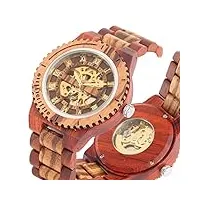 wmdsygd montres de luxe mens montres rondes automatique for hommes mode wood bracelet en bois réglable bracelet mécanique homme montres bracelet (color : red wood)