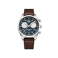 swiss military by chrono montre homme mouvement chronographe à quartz avec bracelet en cuir montre-bracelet analogique pour homme argent sm34090.04
