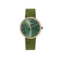 s.oliver montre femme montre à quartz analogique, avec textil bracelet, vert, 5 bar imperméable à l'eau, livré dans une boîte cadeau, 2033561