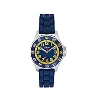s.oliver montre fille enfants montre à quartz analogique, avec silicone bracelet, bleu, 3 bar imperméable à l'eau, livré dans une boîte cadeau, 2033506