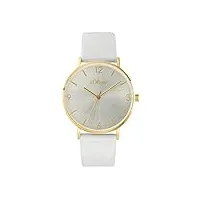 s.oliver montre femme montre à quartz analogique, avec cuir bracelet, jaune, 3 bar imperméable à l'eau, livré dans une boîte cadeau, 2033494