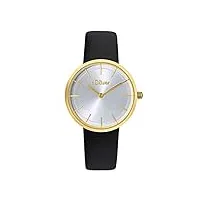 s.oliver montre femme montre à quartz analogique, avec cuir bracelet, or, 5 bar imperméable à l'eau, livré dans une boîte cadeau, 2033558