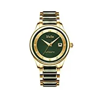 diella montre pour homme avec affichage de la date automatique, étanche, or et jade vert foncé (modèle ad6022)