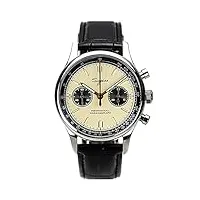 sugess supank005sn montre pour homme avec chronographe en or et col de cygne - 40 mm - mouvement st1901 - cristal saphir - 1963, argenté., 40mm, sangle
