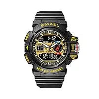men's analogique digital quartz montre, montre de sport pour homme étanche 5 atm avec compte à rebours/minuteur/alarme pour homme les fonctions de rétroéclairage led,or noir
