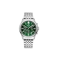 rotary gb00475/56 montre chronographe analogique à quartz pour homme avec cadran vert et bracelet en acier inoxydable argenté, bracelet