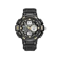 men's analogique-digital quartz montre avec, 5 atm imperméablesmultifonction montre sport homme avec affichage ledalarme/calendrier/chronomètre/12 /24h,black gold