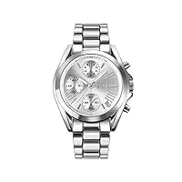 skmei montrebracelet pour homme et femme montre chronographe étanche date montre à quartz analogique style décontracté pour homme bracelet en acier inoxydable, argenté, 1.69*1.54*0.51
