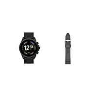 fossil smartwatch gen 6, acier inoxydable ton noir avec bracelet en maille d'acier inoxydable ton noir, ftw4066 + bracelet en silicone de 22mm pour homme