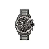 movado montre chronographe à quartz pour homme avec bracelet en acier inoxydable gris, gris, 3600867