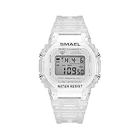 pour des homm femme multifonction électronique poignet montres,montre numérique de sport pour résistante à l'eau,rétroéclairage led, heure 12h / 24h,blanc
