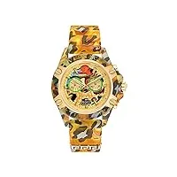 versace vez700822 montre chronographe active yellow leopard 44 mm, multicolore