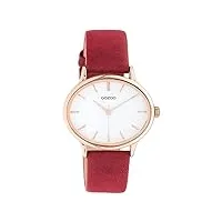 oozoo timepieces montre pour femme avec bracelet en cuir de 18 mm | montre de qualité supérieure pour femme – montre analogique élégante pour femme en rond, or rose / blanc, sangles