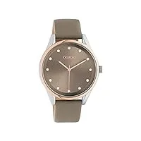oozoo timepieces montre pour femme avec bracelet en cuir de 18 mm | montre de qualité supérieure pour femme – montre analogique élégante pour femme en rond, argent, or rose, taupe, sangles
