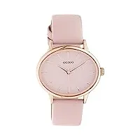 oozoo timepieces montre pour femme avec bracelet en cuir de 18 mm | montre de qualité supérieure pour femme – montre analogique élégante pour femme en rond, or rose / rose, sangles