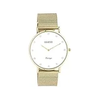 oozoo montre vintage pour femme - montre pour femme avec bracelet en maille de 20 mm - montre analogique pour femme ronde, doré/blanc., bracelet