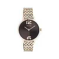 oozoo timepieces - montre pour femme - avec bracelet en métal de 15 mm - montre de qualité supérieure pour femme - Élégante montre analogique ronde, or rose/bordeaux, taille unique, bracelet