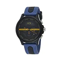 armani exchange - chronographe pour homme, montre en nylon bleu, ax2441