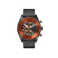 detomaso d10 montre chronographe pour homme - gris orange - analogique - quartz - maille milanaise - noir, gris