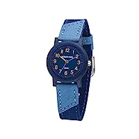 jacques farel Öko - montre pour enfant - quartz analogique - avec bracelet textile - en coton bio - bleu foncé - bleu clair - durable - neutre - org 1467, bleu