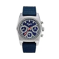 s419gse chrono heritage montre mécanique pour homme avec cadran bleu et cuir nylon, argenté.