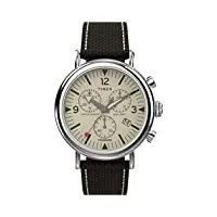 timex montre chronographe pour homme de 41 mm - bracelet marron et cadran cr me - bo tier argent , marron, one size, montre chrono standard avec bracelet en cuir 41 mm
